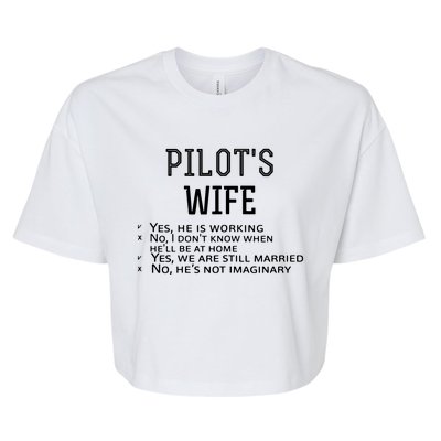 Womens Pilots Wife Checklist Funny Husband Working Tee Bella+Canvas Jersey Crop Tee