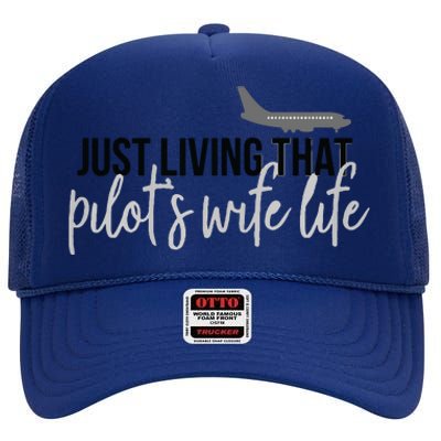 Womens Pilots Wife Pilot Wife Life High Crown Mesh Back Trucker Hat