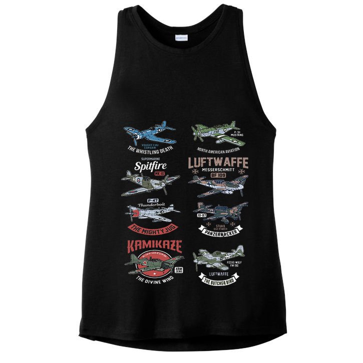 Ww2 Planes Warbirds Warplanes F4u Corsair P 47 Thunderbolt Ladies PosiCharge Tri-Blend Wicking Tank
