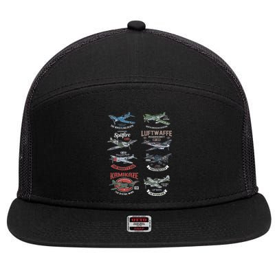 Ww2 Planes Warbirds Warplanes F4u Corsair P 47 Thunderbolt 7 Panel Mesh Trucker Snapback Hat