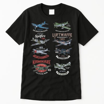 Ww2 Planes Warbirds Warplanes F4u Corsair P 47 Thunderbolt Tall T-Shirt