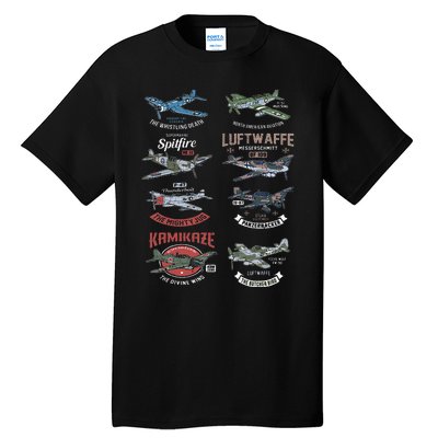 Ww2 Planes Warbirds Warplanes F4u Corsair P 47 Thunderbolt Tall T-Shirt