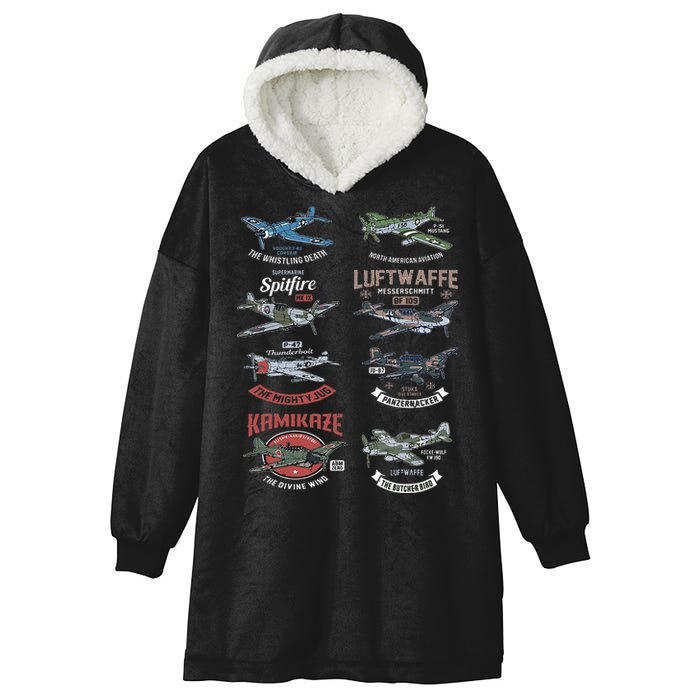 Ww2 Planes Warbirds Warplanes F4u Corsair P 47 Thunderbolt Hooded Wearable Blanket