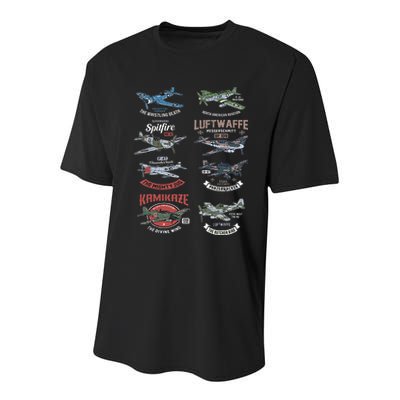 Ww2 Planes Warbirds Warplanes F4u Corsair P 47 Thunderbolt Youth Performance Sprint T-Shirt