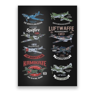 Ww2 Planes Warbirds Warplanes F4u Corsair P 47 Thunderbolt Poster