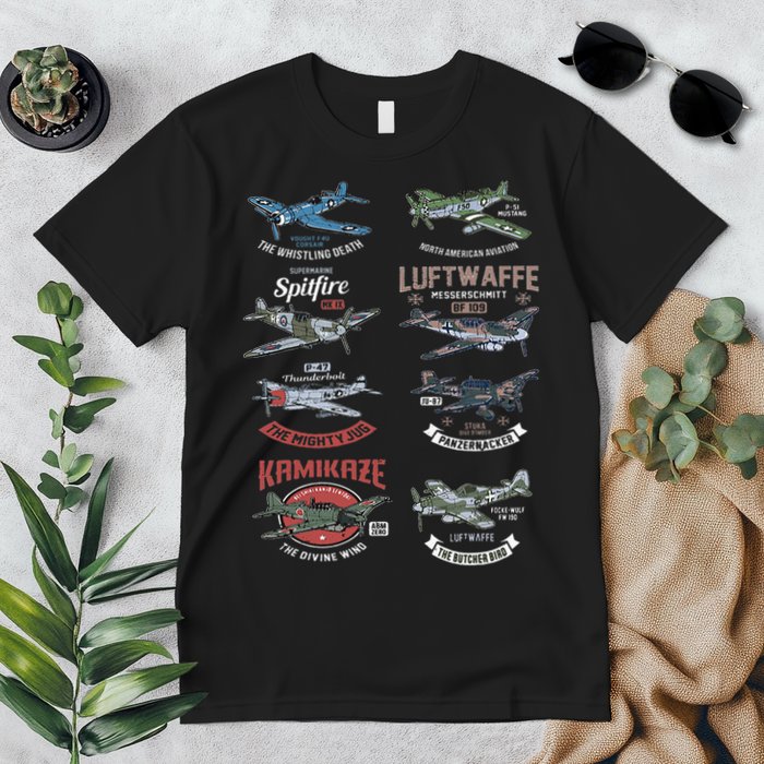 Ww2 Planes Warbirds Warplanes F4u Corsair P 47 Thunderbolt Premium T-Shirt