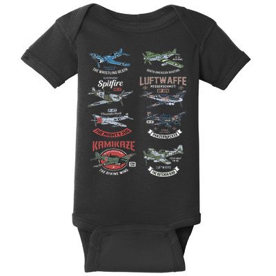 Ww2 Planes Warbirds Warplanes F4u Corsair P 47 Thunderbolt Baby Bodysuit
