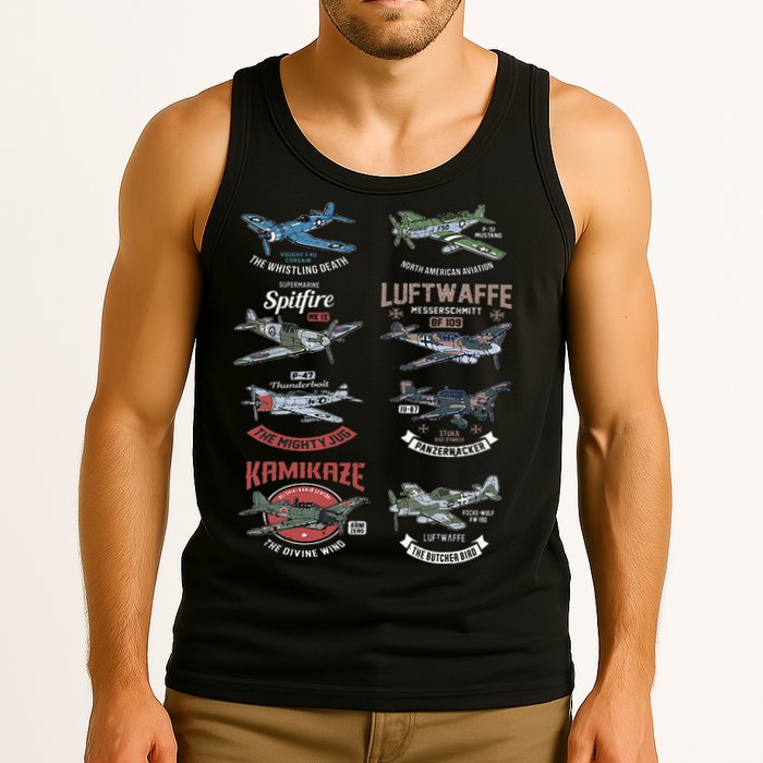 Ww2 Planes Warbirds Warplanes F4u Corsair P 47 Thunderbolt Tank Top