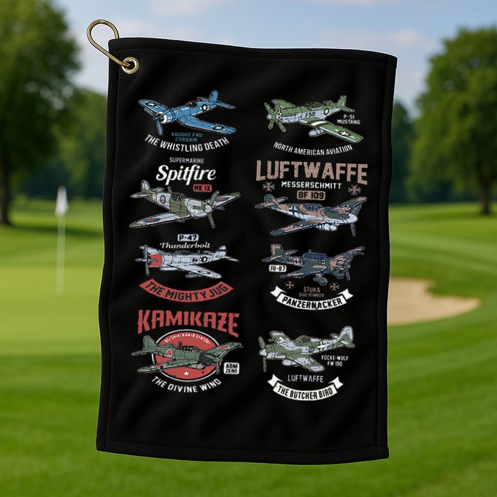 Ww2 Planes Warbirds Warplanes F4u Corsair P 47 Thunderbolt Golf Towel