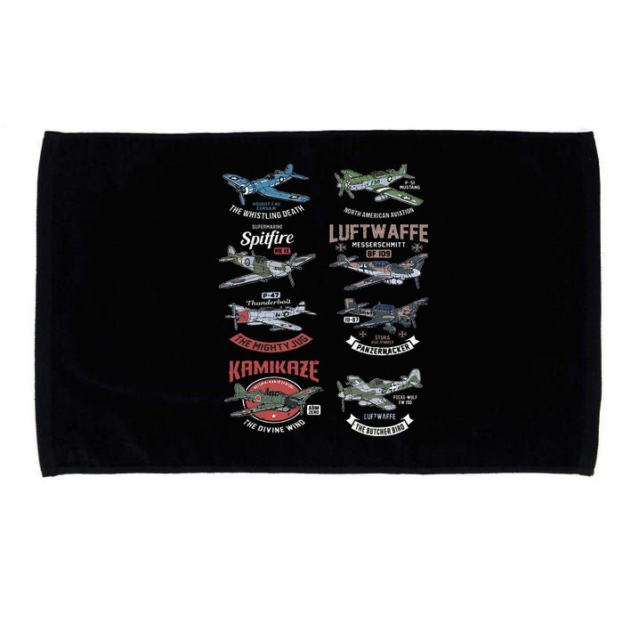 Ww2 Planes Warbirds Warplanes F4u Corsair P 47 Thunderbolt Microfiber Hand Towel