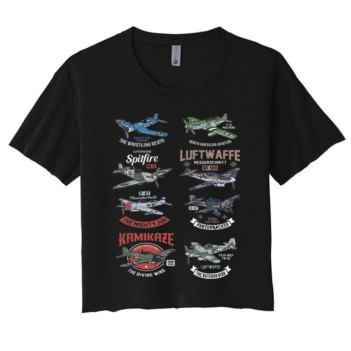 Ww2 Planes Warbirds Warplanes F4u Corsair P 47 Thunderbolt Crop Top