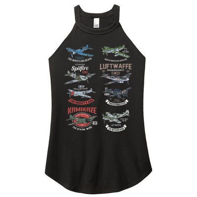 Ww2 Planes Warbirds Warplanes F4u Corsair P 47 Thunderbolt Women's Perfect Tri Rocker Tank