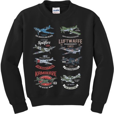 Ww2 Planes Warbirds Warplanes F4u Corsair P 47 Thunderbolt Kids Sweatshirt