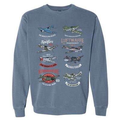 Ww2 Planes Warbirds Warplanes F4u Corsair P 47 Thunderbolt Garment-Dyed Sweatshirt