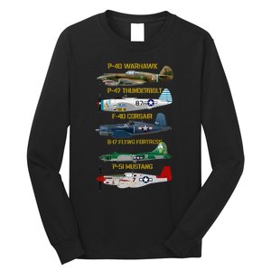 Ww2 Planes Warbirds Warplanes Long Sleeve Shirt