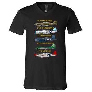 Ww2 Planes Warbirds Warplanes V-Neck T-Shirt