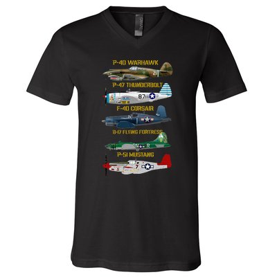 Ww2 Planes Warbirds Warplanes V-Neck T-Shirt