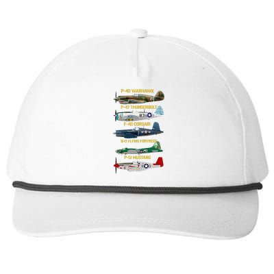 Ww2 Planes Warbirds Warplanes Snapback Five-Panel Rope Hat