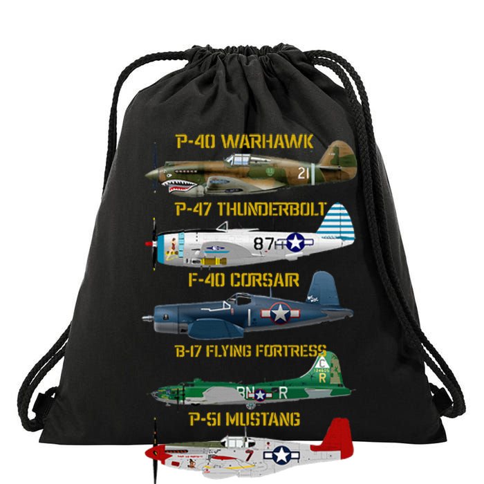 Ww2 Planes Warbirds Warplanes Drawstring Bag