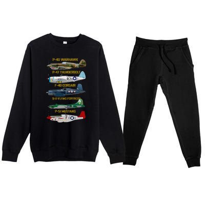 Ww2 Planes Warbirds Warplanes Premium Crewneck Sweatsuit Set