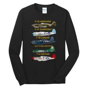 Ww2 Planes Warbirds Warplanes Tall Long Sleeve T-Shirt