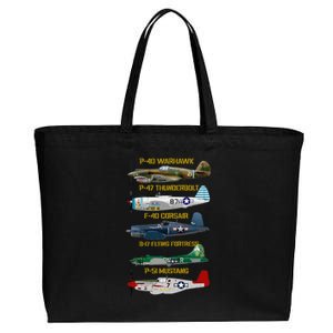 Ww2 Planes Warbirds Warplanes Cotton Canvas Jumbo Tote