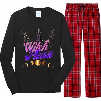 Witch Please Words With Stars And Moon Phases Gift Long Sleeve Pajama Set