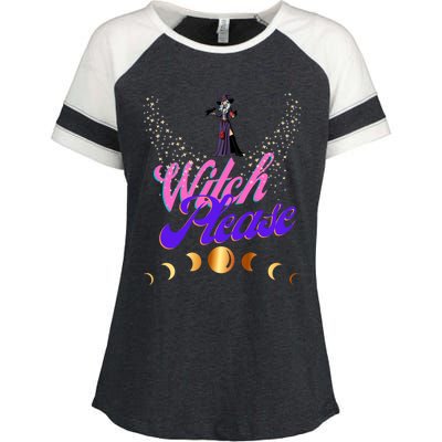 Witch Please Words With Stars And Moon Phases Gift Enza Ladies Jersey Colorblock Tee