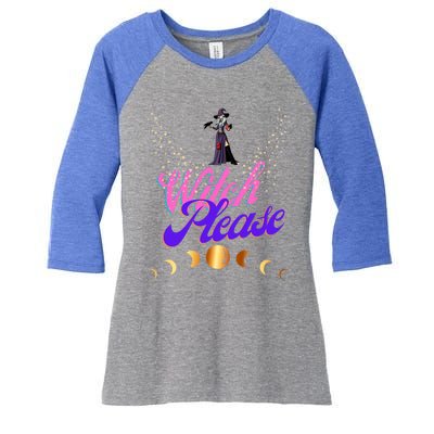 Witch Please Words With Stars And Moon Phases Gift Women's Tri-Blend 3/4-Sleeve Raglan Shirt