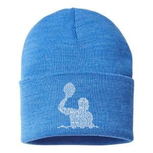 Waterpolo Player Word Cloud Water Polo Players Coach Gift Sustainable Knit Beanie