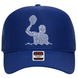 Waterpolo Player Word Cloud Water Polo Players Coach Gift High Crown Mesh Back Trucker Hat