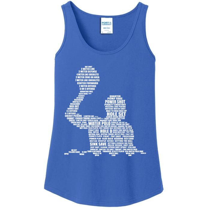 Waterpolo Player Word Cloud Water Polo Players Coach Gift Cool Gift Ladies Essential Tank