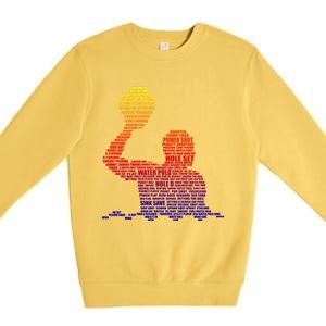 Waterpolo Player Word Cloud Water Polo Players Coach Gift Cute Gift Premium Crewneck Sweatshirt