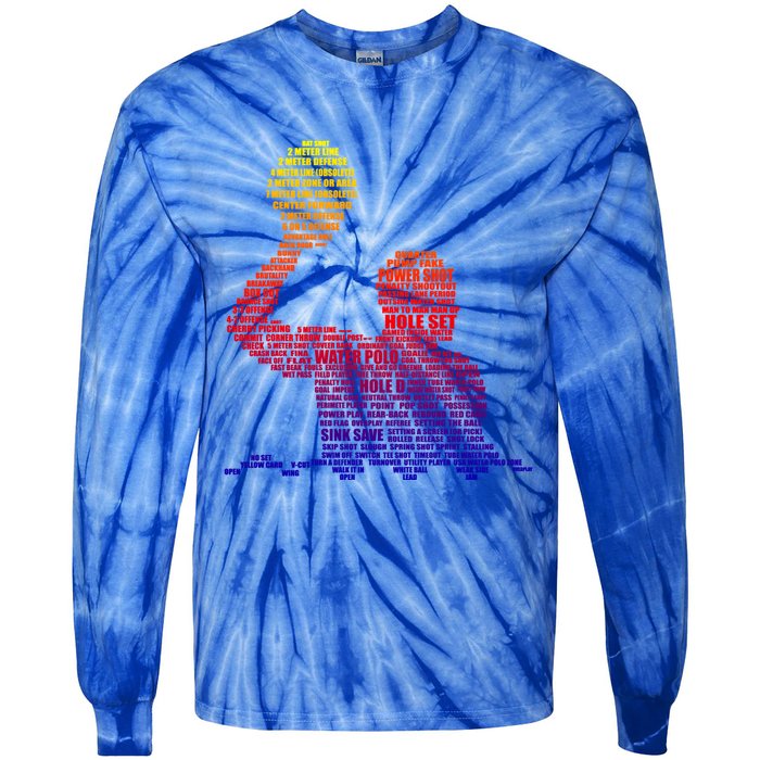 Waterpolo Player Word Cloud Water Polo Players Coach Gift Cute Gift Tie-Dye Long Sleeve Shirt