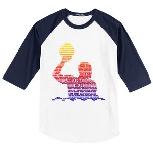 Waterpolo Player Word Cloud Water Polo Players Coach Gift Cute Gift Baseball Sleeve Shirt