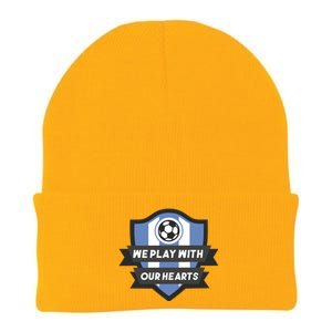 We Play With Our Hearts Soccer Player Knit Cap Winter Beanie