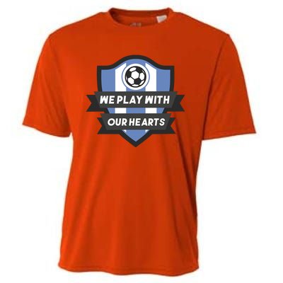 We Play With Our Hearts Soccer Player Cooling Performance Crew T-Shirt