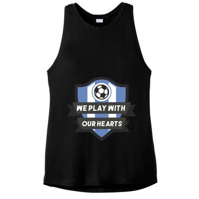 We Play With Our Hearts Soccer Player Ladies PosiCharge Tri-Blend Wicking Tank