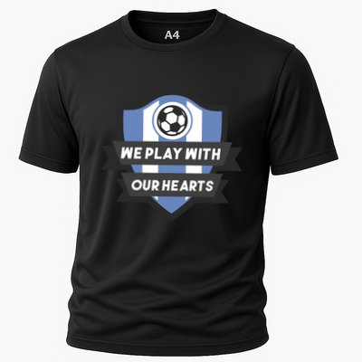 We Play With Our Hearts Soccer Player Performance Shirt