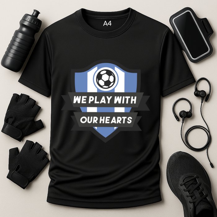 We Play With Our Hearts Soccer Player Cooling Performance Crew T-Shirt