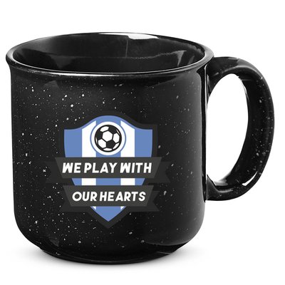 We Play With Our Hearts Soccer Player 15oz Campfire Ceramic Mug