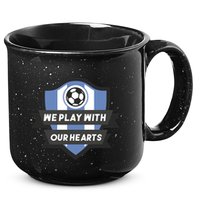 We Play With Our Hearts Soccer Player 15oz Campfire Ceramic Mug