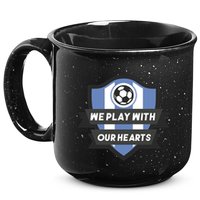 We Play With Our Hearts Soccer Player 15oz Campfire Ceramic Mug