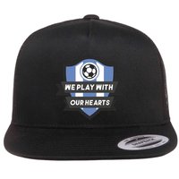 We Play With Our Hearts Soccer Player Flat Bill Trucker Hat