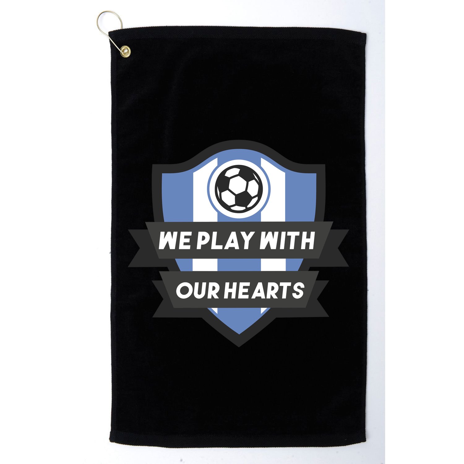 We Play With Our Hearts Soccer Player Golf Towel