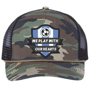 We Play With Our Hearts Soccer Player Retro Rope Trucker Hat Cap