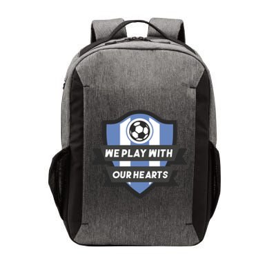 We Play With Our Hearts Soccer Player Vector Backpack