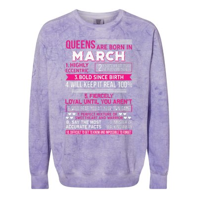 Wo Queens Are Born In March 10 Facts Funny & Cute Birthday gift Colorblast Crewneck Sweatshirt