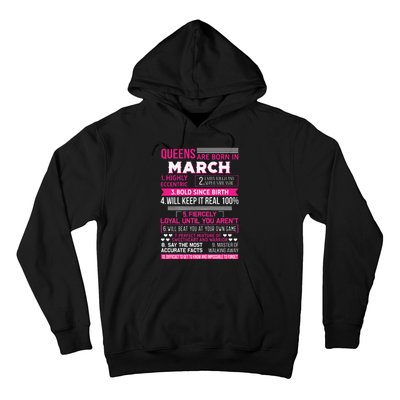 Wo Queens Are Born In March 10 Facts Funny & Cute Birthday gift Hoodie