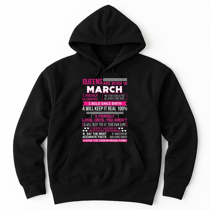 Wo Queens Are Born In March 10 Facts Funny & Cute Birthday gift Hoodie